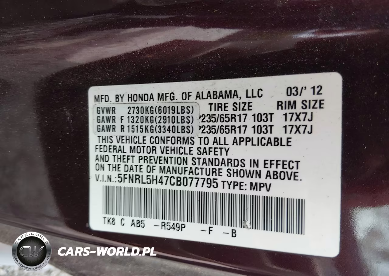 2012 Honda Odyssey Ex VIN:5FNRL5H47CB077795 - 9