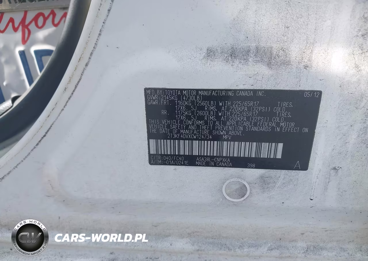 2012 Toyota Rav4 VIN:2T3KF4DVXCW124734 - 9