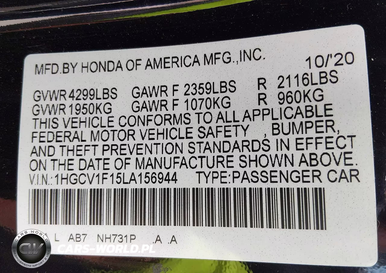 2020 Honda Accord Lx VIN:1HGCV1F15LA156944 - 9