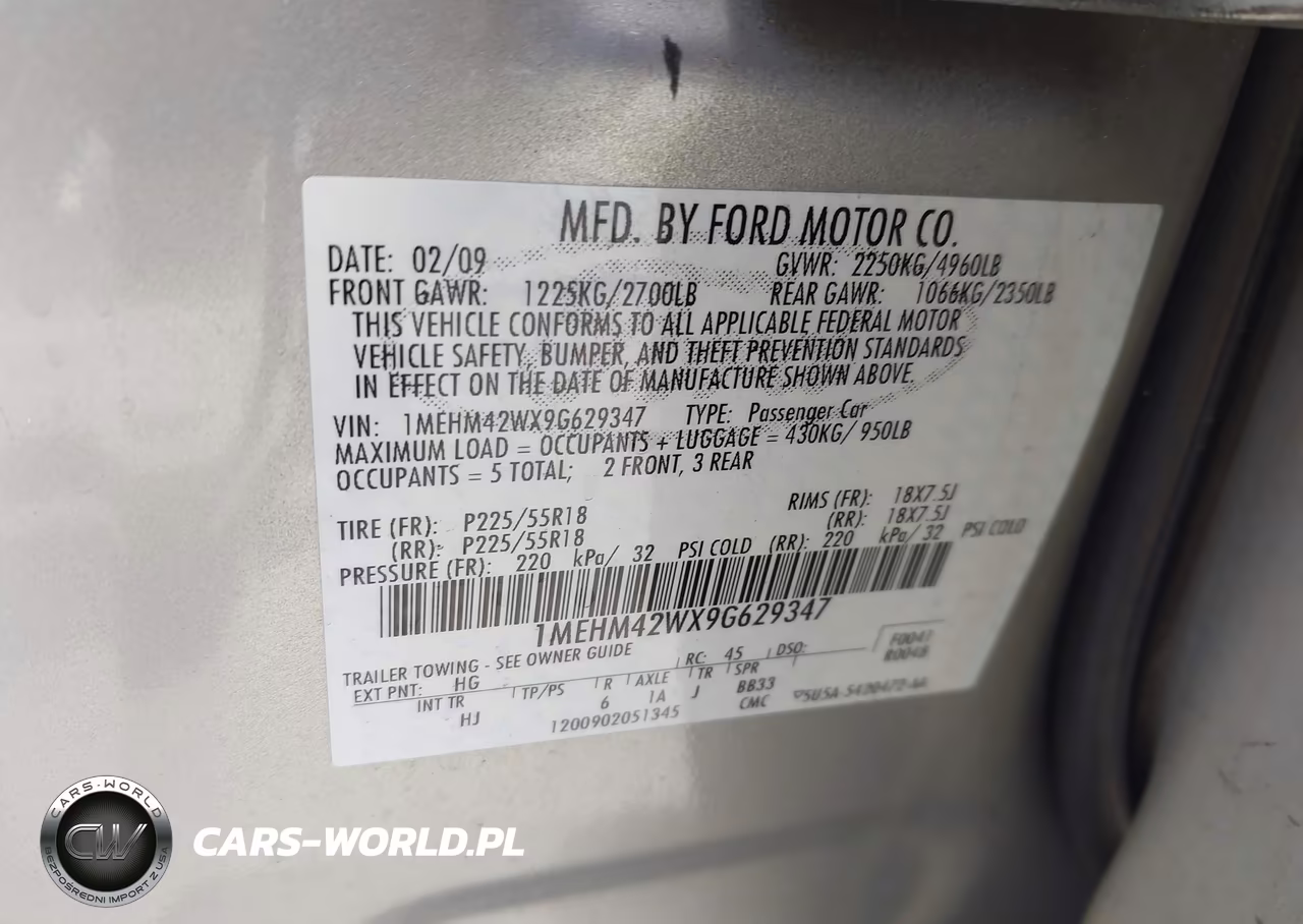2009 Mercury Sable Premier VIN:1MEHM42WX9G629347 - 9