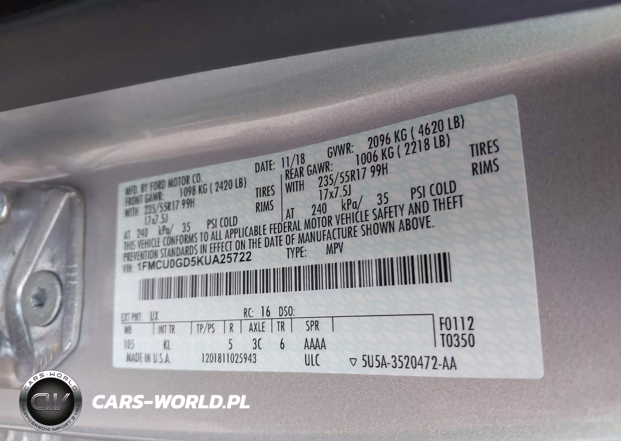 2019 Ford Escape Se VIN:1FMCU0GD5KUA25722 - 9