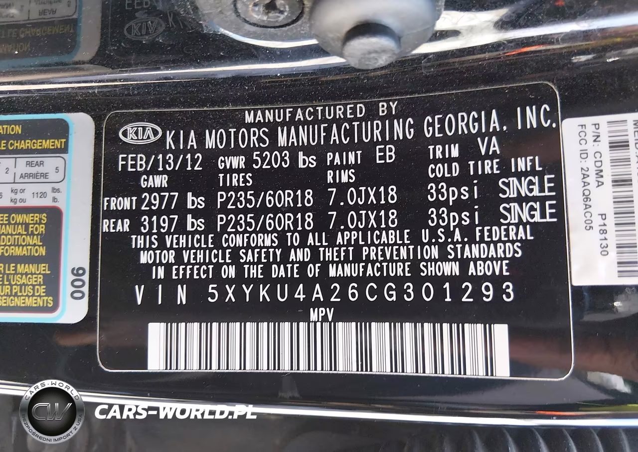 2012 Kia Sorento Ex V6 VIN:5XYKU4A26CG301293 - 9
