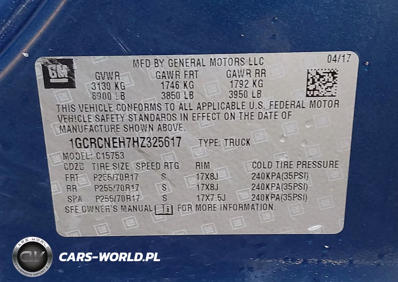2017 Chevrolet Silverado 1500 Wt VIN:1GCRCNEH7HZ325617 - 9