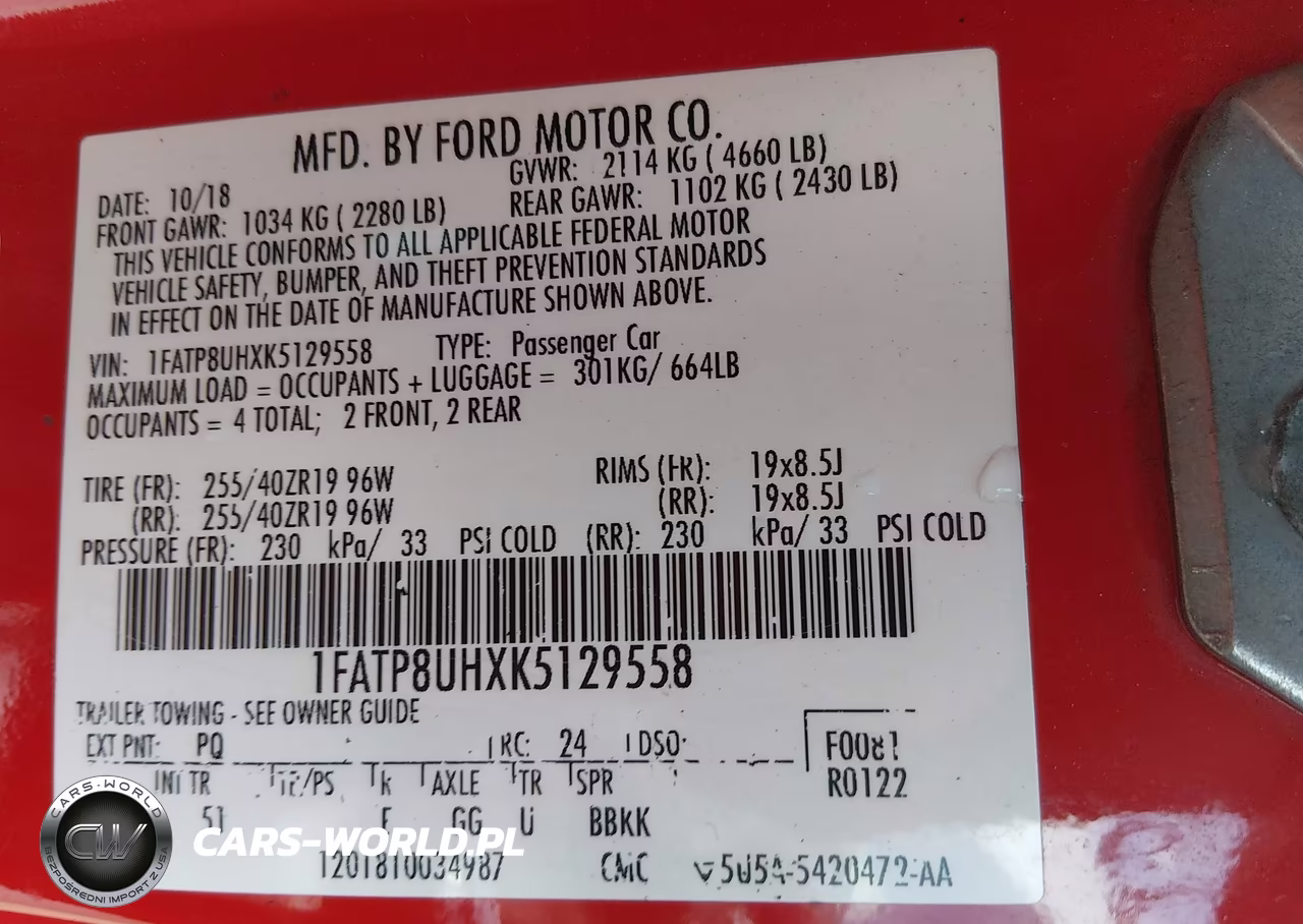 2019 Ford Mustang Ecoboost Premium VIN:1FATP8UHXK5129558 - 9