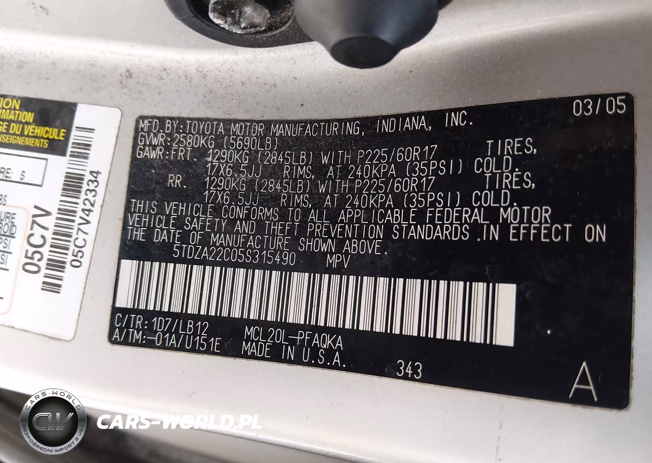 2005 Toyota Sienna Xle VIN:5TDZA22C05S315490 - 9