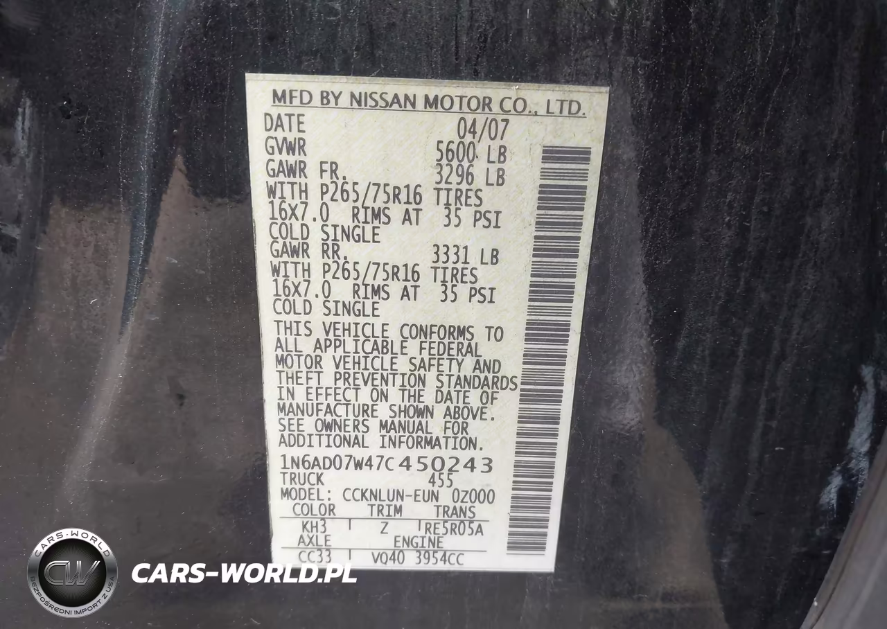 2007 Nissan Frontier Nismo Off Road VIN:1N6AD07W47C450243 - 9
