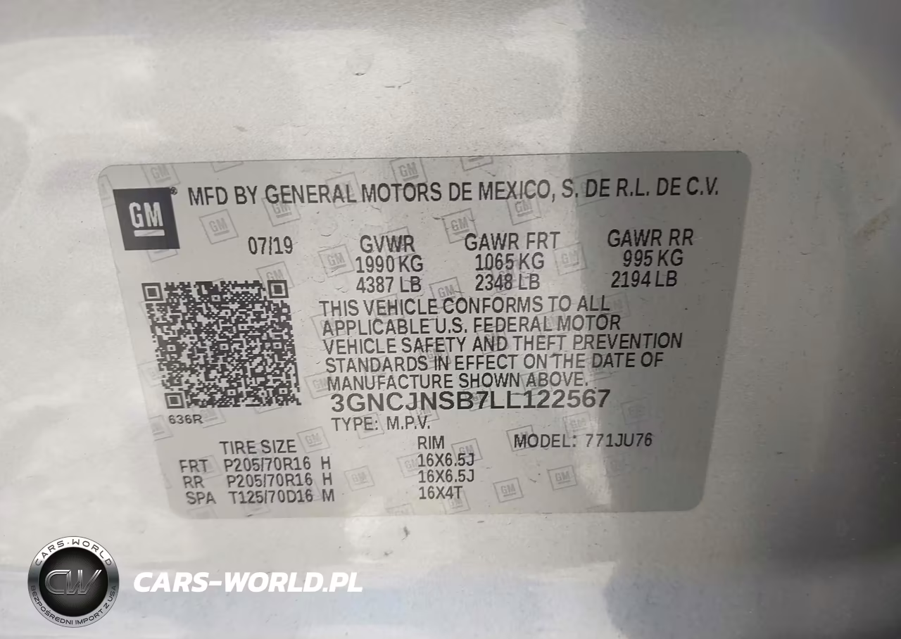 2020 Chevrolet Trax Awd Ls VIN:3GNCJNSB7LL122567 - 9