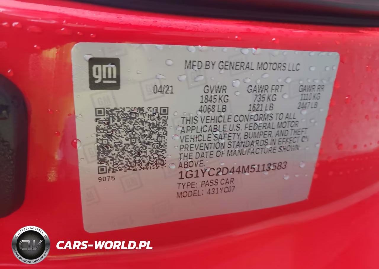 2021 Chevrolet Corvette Stingray Rwd 3Lt VIN:1G1YC2D44M5113583 - 9