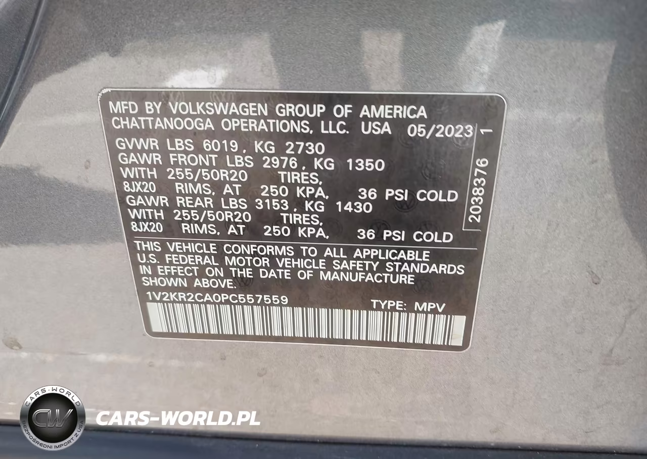 2023 Volkswagen Atlas 3.6L V6 Se W-Technology VIN:1V2KR2CA0PC557559 - 9