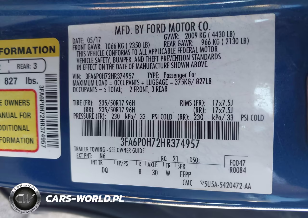 2017 Ford Fusion Se VIN:3FA6P0H72HR374957 - 9