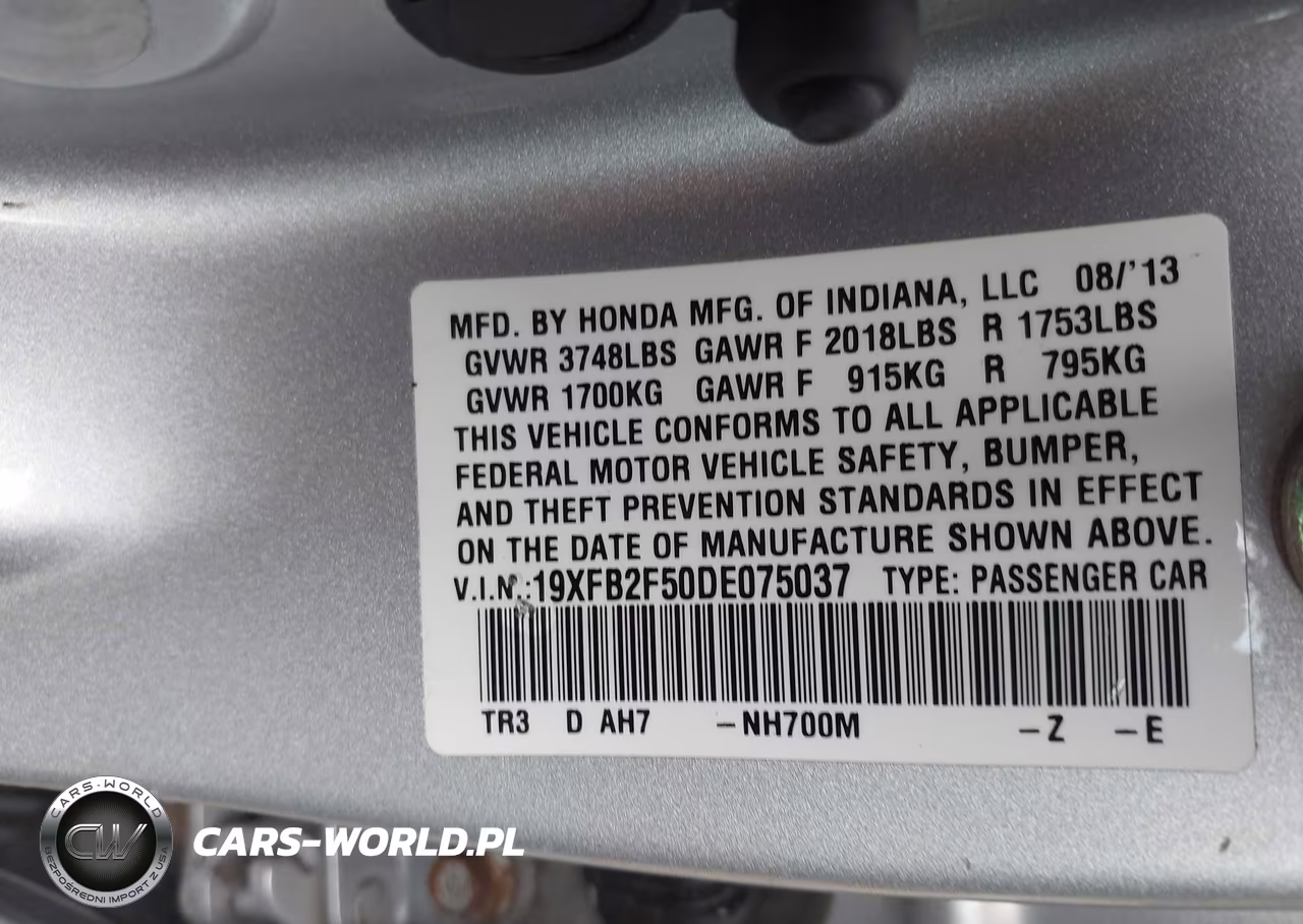 2013 Honda Civic Lx VIN:19XFB2F50DE075037 - 9
