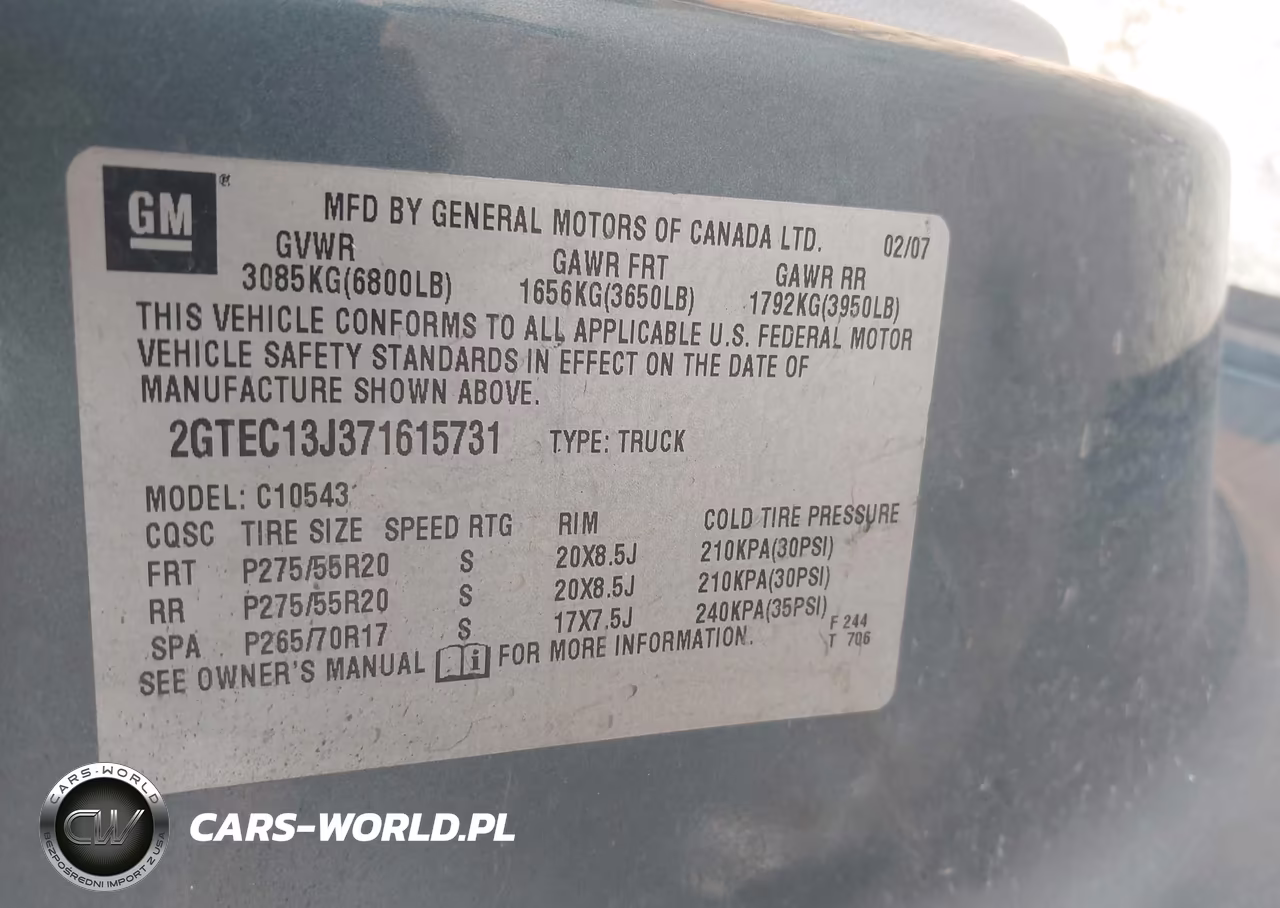 2007 GMC Sierra 1500 Sle2 VIN:2GTEC13J371615731 - 9