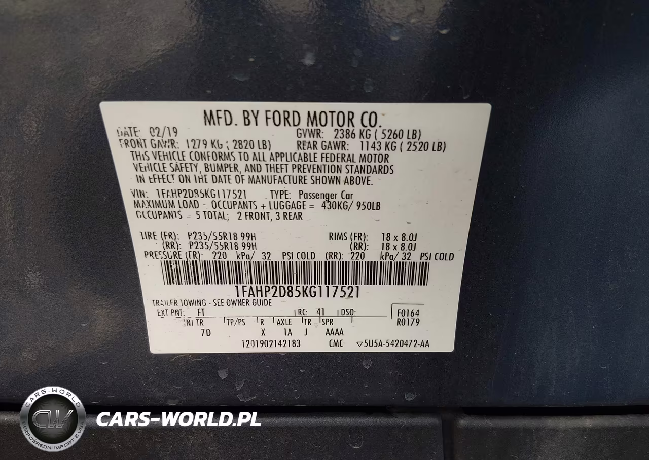 2019 Ford Taurus Se VIN:1FAHP2D85KG117521 - 9