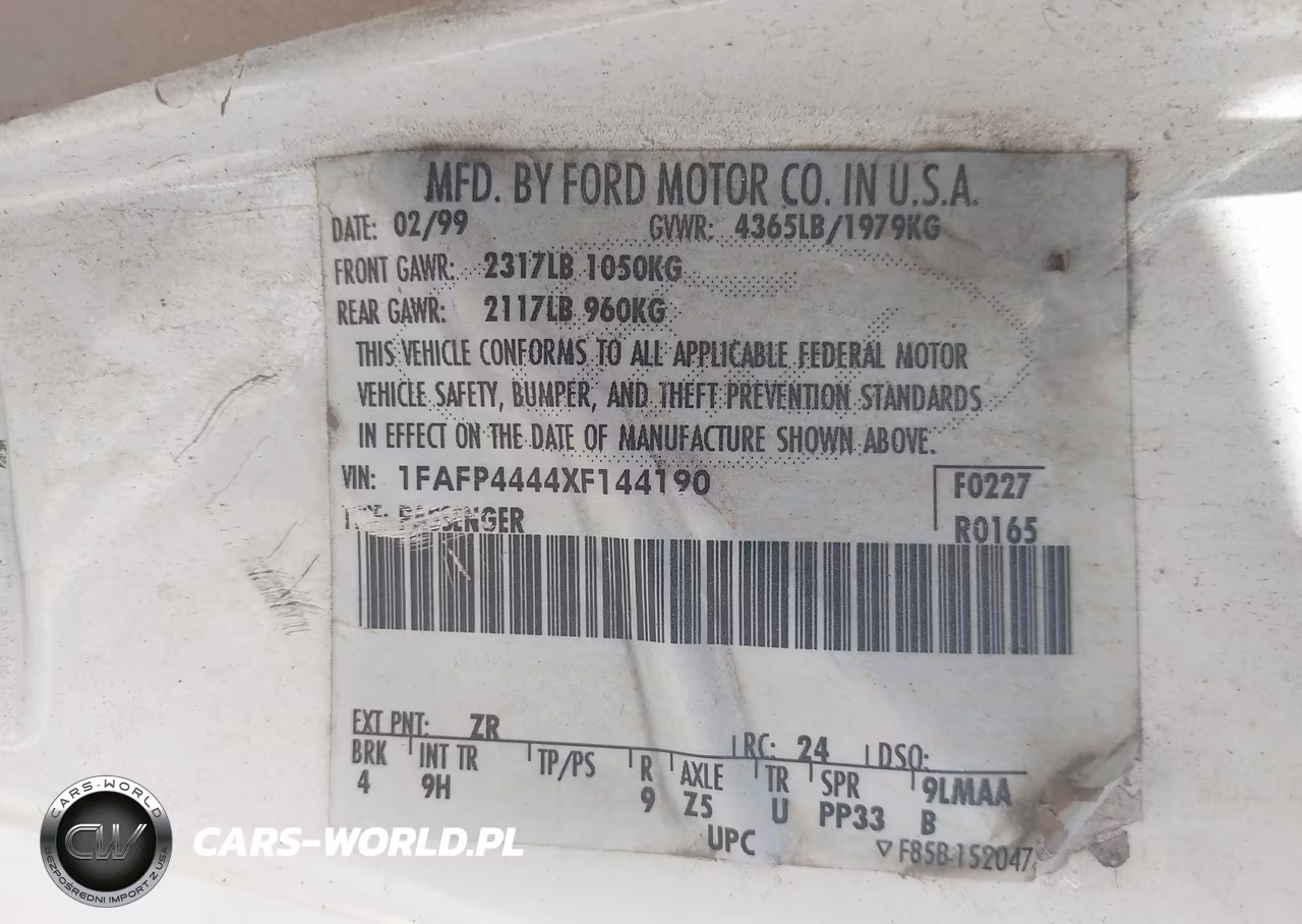 1999 Ford Mustang VIN:1FAFP4444XF144190 - 9