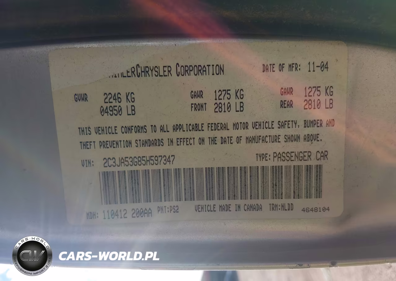 2005 Chrysler 300 Touring VIN:2C3JA53G85H597347 - 9