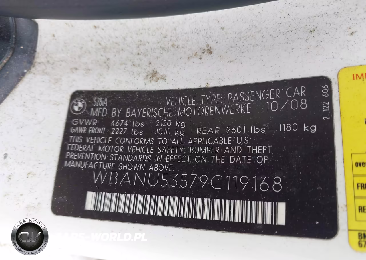 2009 BMW 5 Series 528I VIN:WBANU53579C119168 - 9