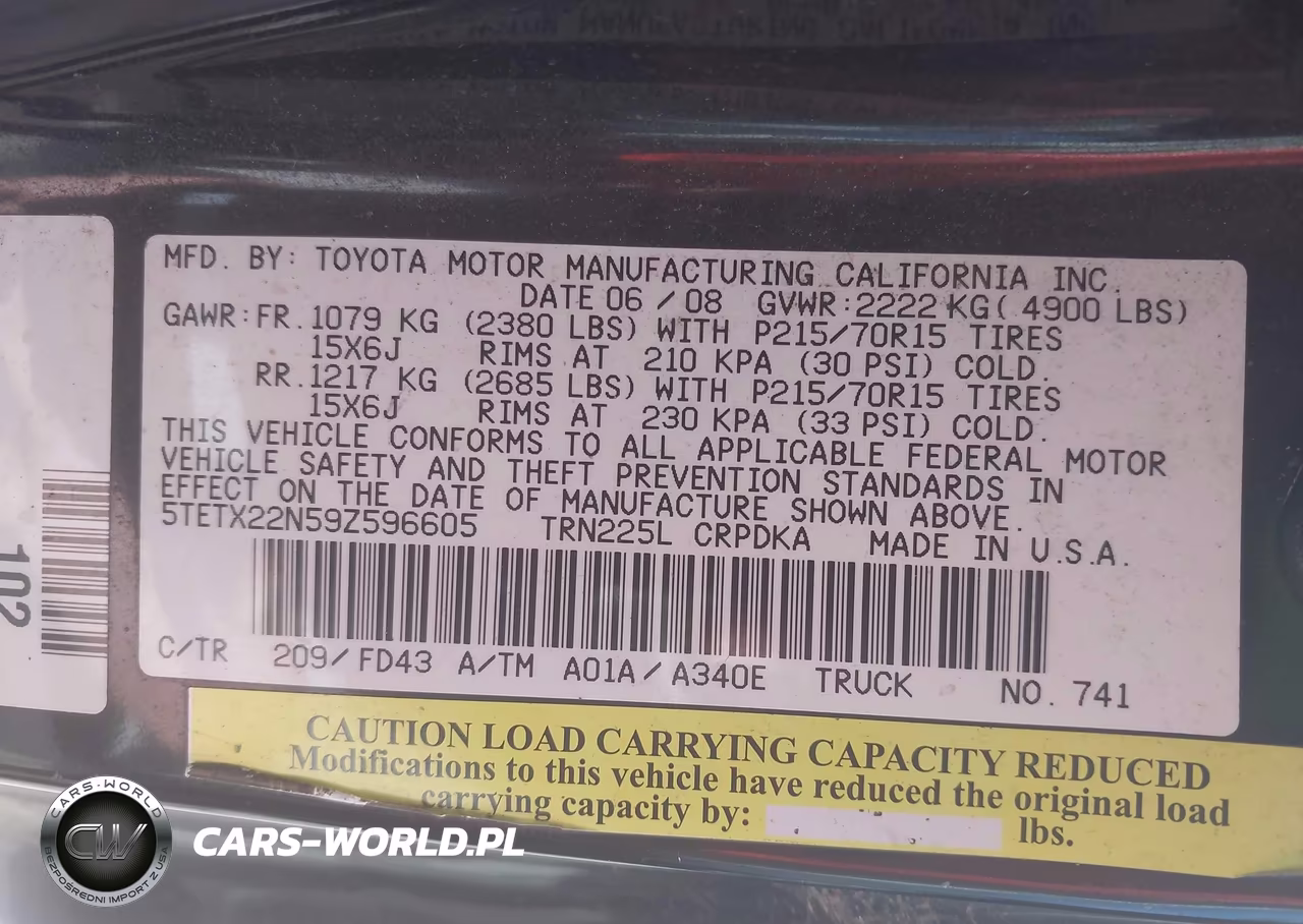 2009 Toyota Tacoma VIN:5TETX22N59Z596605 - 9