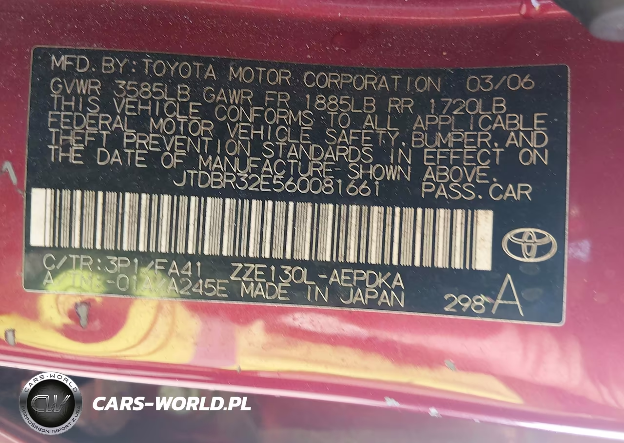 2006 Toyota Corolla Ce VIN:JTDBR32E560081661 - 9
