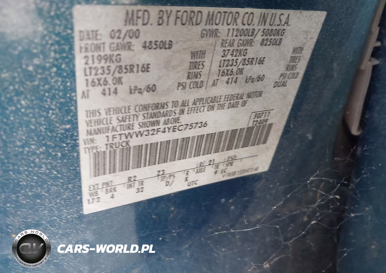 2000 Ford Super Duty F-350 Drw Lariat-Xl-Xlt VIN:1FTWW32F4YEC75736 - 8