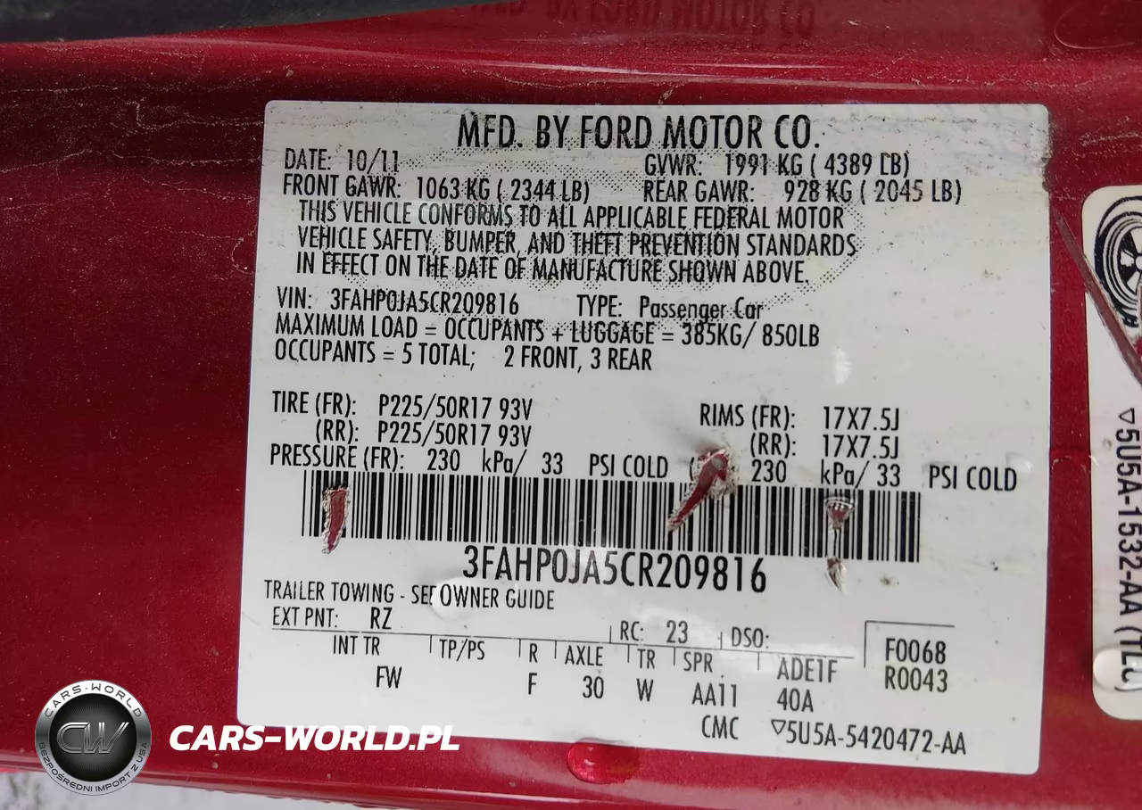 2012 Ford Fusion Sel VIN:3FAHP0JA5CR209816 - 9