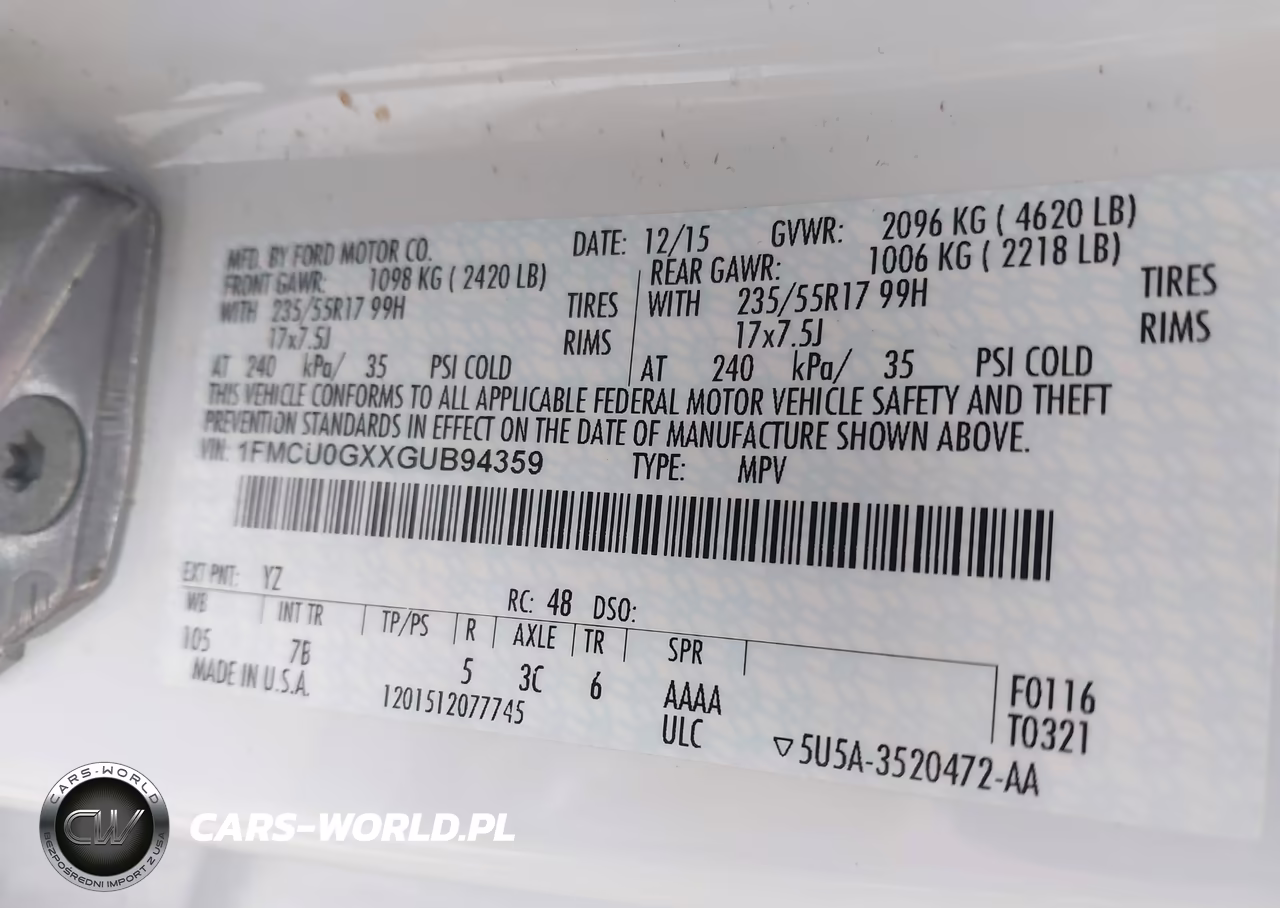 2016 Ford Escape Se VIN:1FMCU0GXXGUB94359 - 9