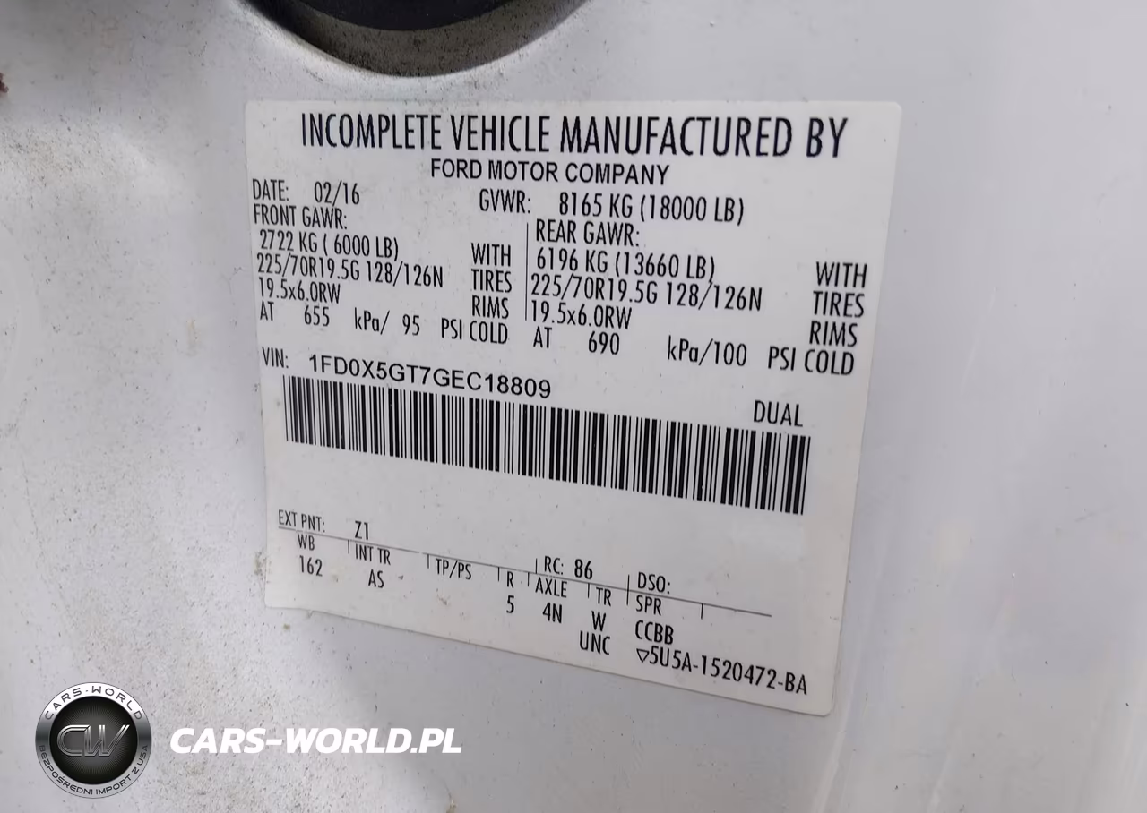 2016 Ford F-550 Chassis Xl VIN:1FD0X5GT7GEC18809 - 8
