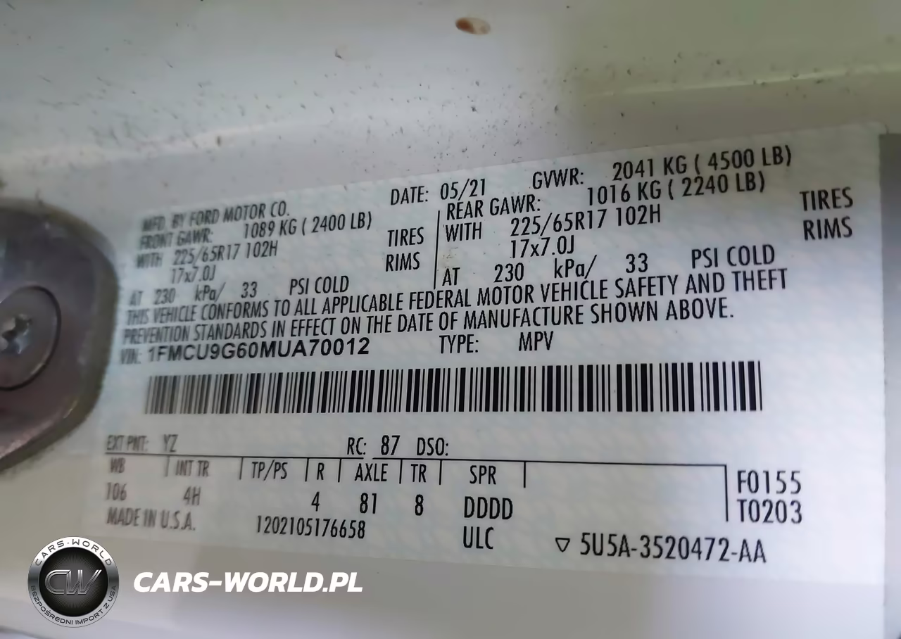2021 Ford Escape Se VIN:1FMCU9G60MUA70012 - 9