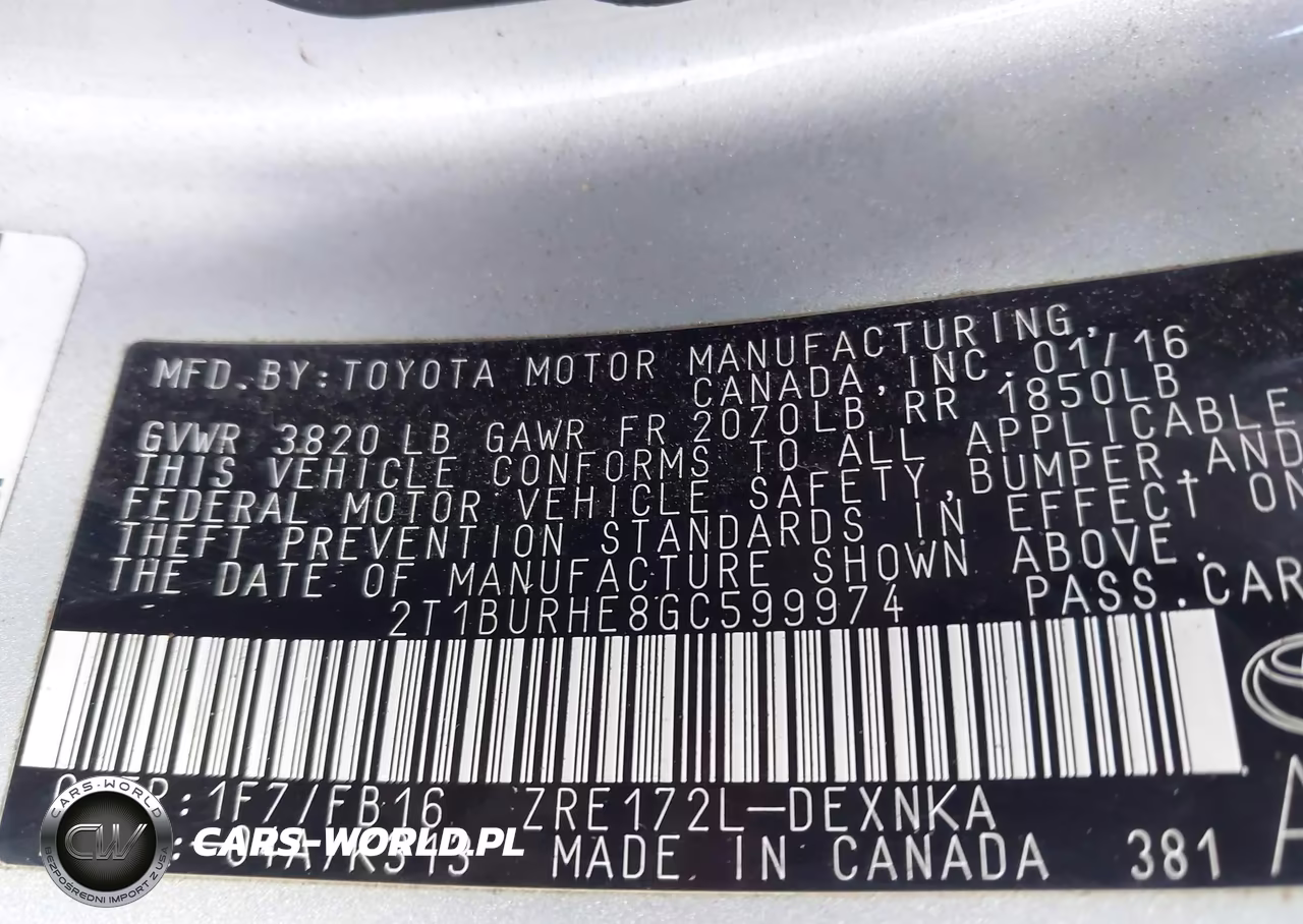 2016 Toyota Corolla Le VIN:2T1BURHE8GC599974 - 9