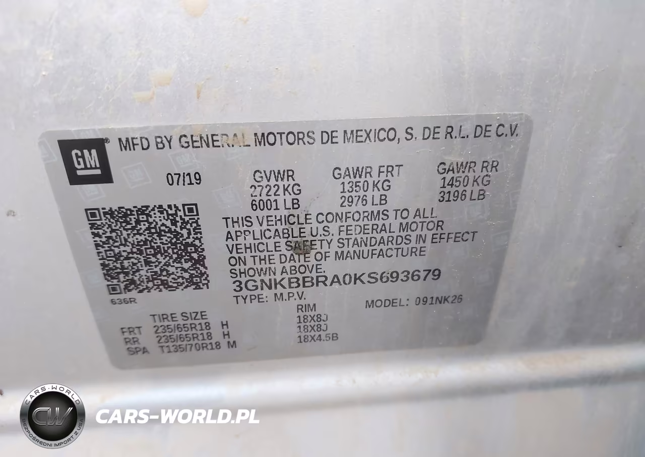2019 Chevrolet Blazer VIN:3GNKBBRA0KS693679 - 9