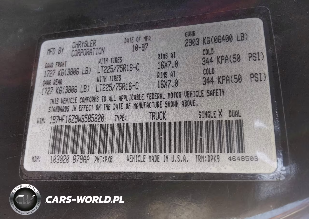 1998 Dodge Ram 1500 St VIN:1B7HF16Z9WS585820 - 9
