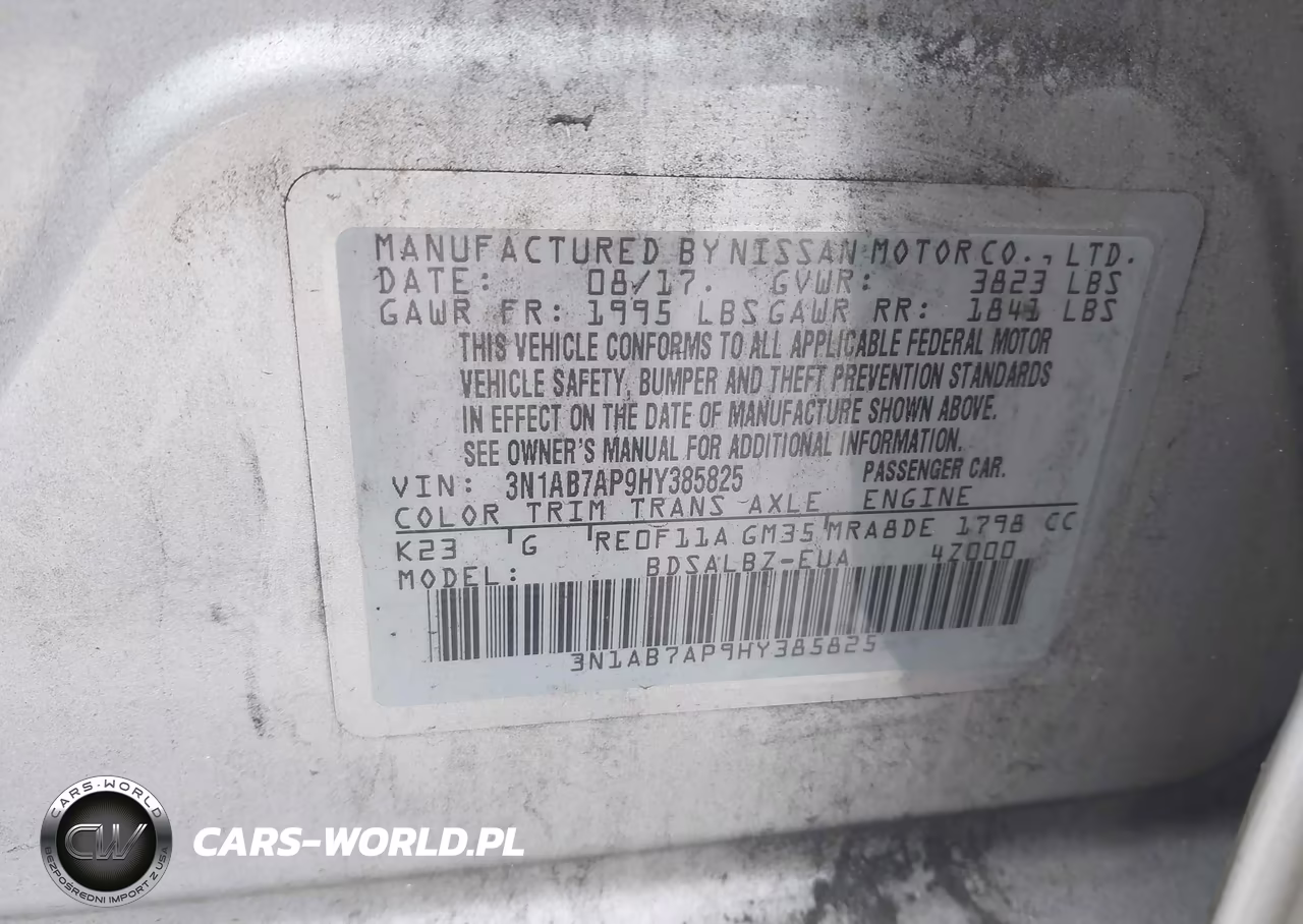 2017 Nissan Sentra S VIN:3N1AB7AP9HY385825 - 9