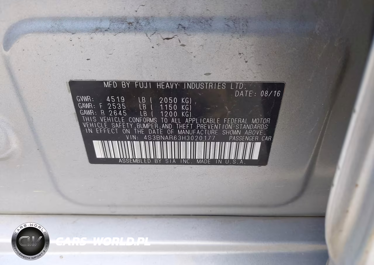 2017 Subaru Legacy 2.5I Sport VIN:4S3BNAR63H3020177 - 9