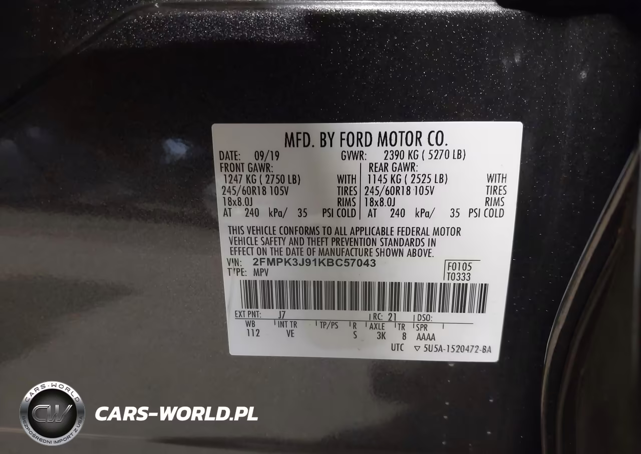 2019 Ford Edge Sel VIN:2FMPK3J91KBC57043 - 9