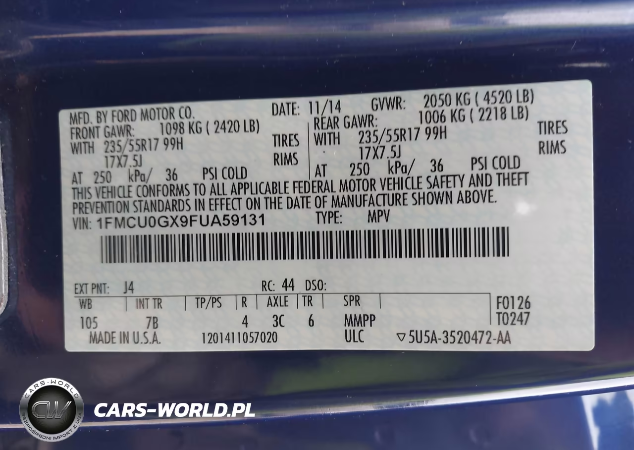 2015 Ford Escape Se VIN:1FMCU0GX9FUA59131 - 9