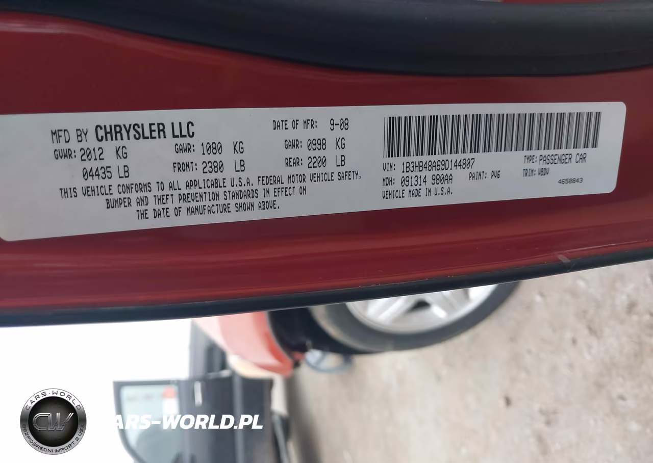 2009 Dodge Caliber Sxt VIN:1B3HB48A69D144807 - 9