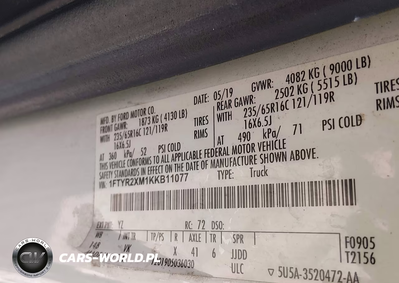 2019 Ford Transit-250 VIN:1FTYR2XM1KKB11077 - 9