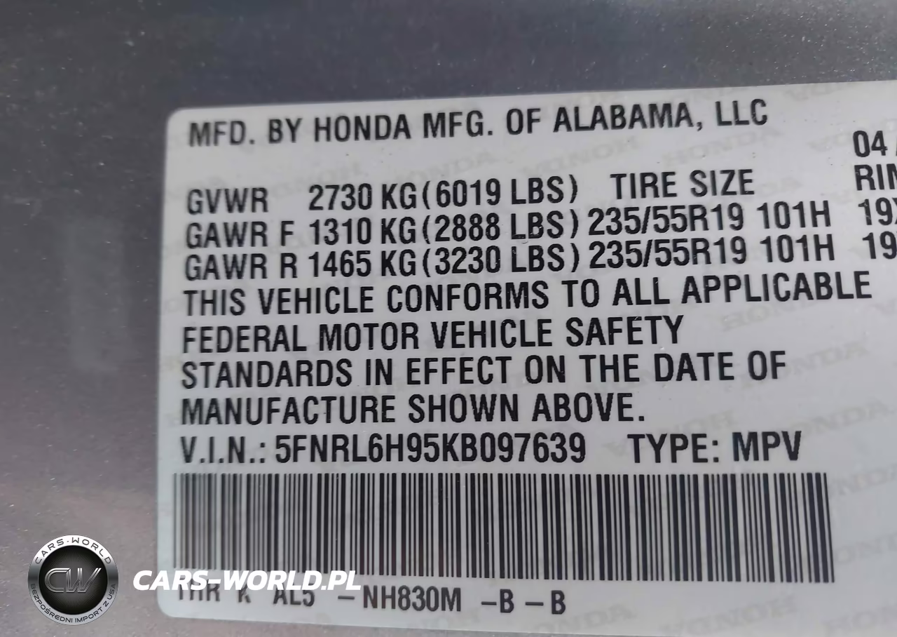 2019 Honda Odyssey Elite VIN:5FNRL6H95KB097639 - 9