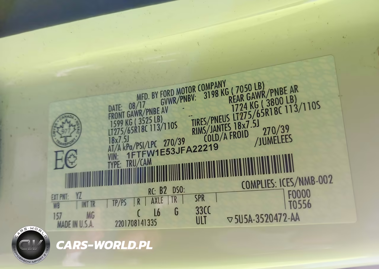 2018 Ford F-150 Xlt VIN:1FTFW1E53JFA22219 - 9