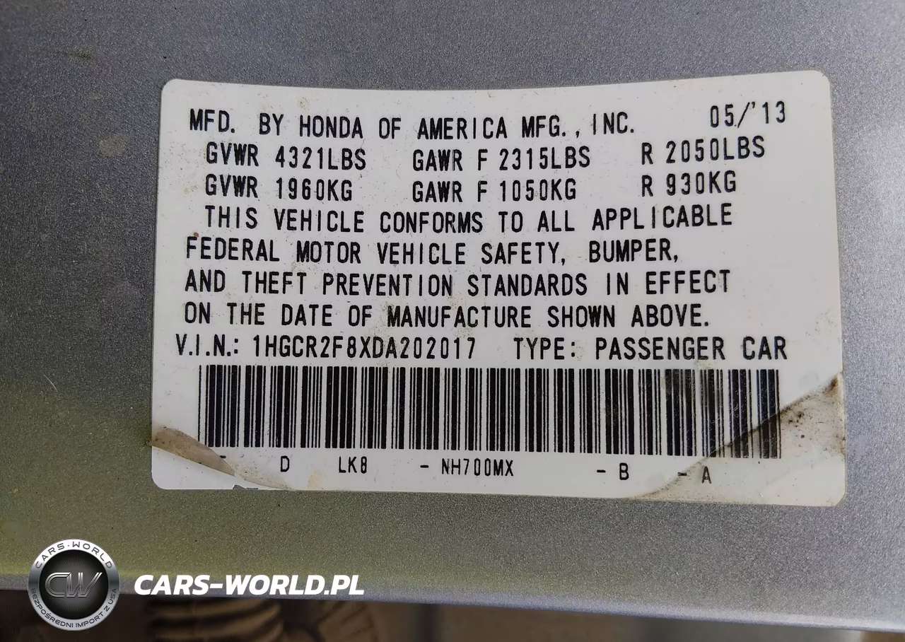 2013 Honda Accord Ex-L VIN:1HGCR2F8XDA202017 - 9