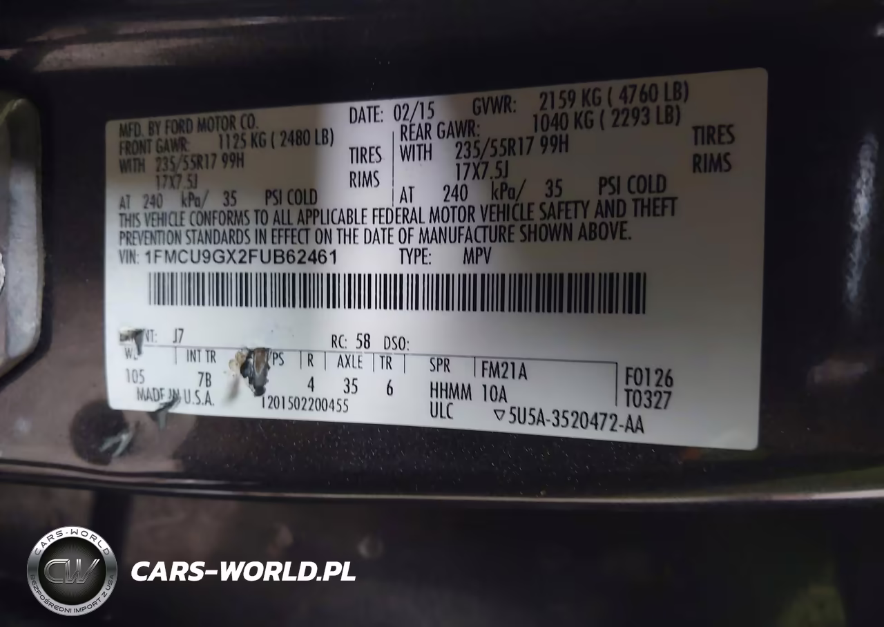 2015 Ford Escape Se VIN:1FMCU9GX2FUB62461 - 9