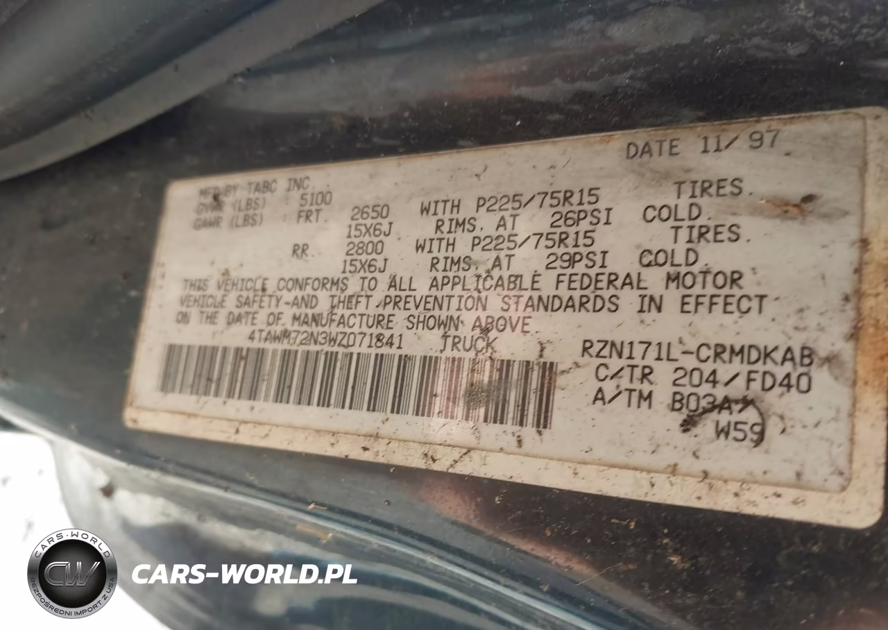 1998 Toyota Tacoma VIN:4TAWM72N3WZ071841 - 9