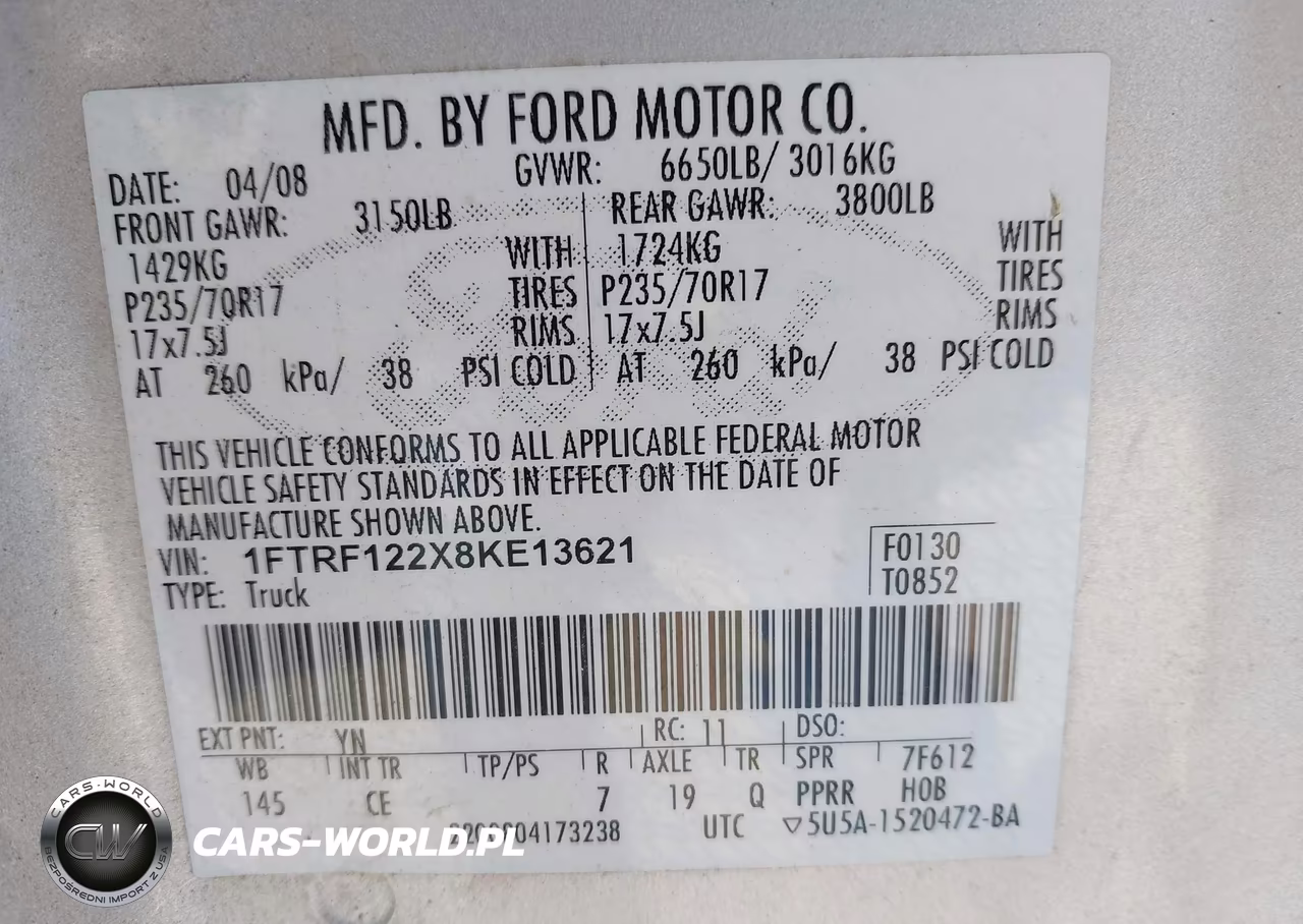 2008 Ford F-150 Stx-Xl-Xlt VIN:1FTRF122X8KE13621 - 9