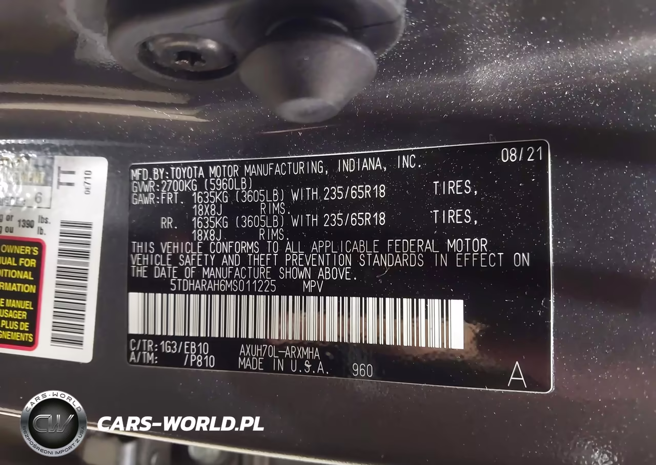 2021 Toyota Highlander Hybrid Xle VIN:5TDHARAH6MS011225 - 9