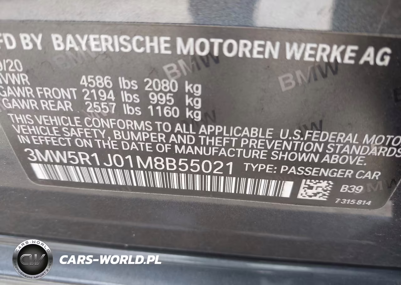 2021 BMW 330I VIN:3MW5R1J01M8B55021 - 9