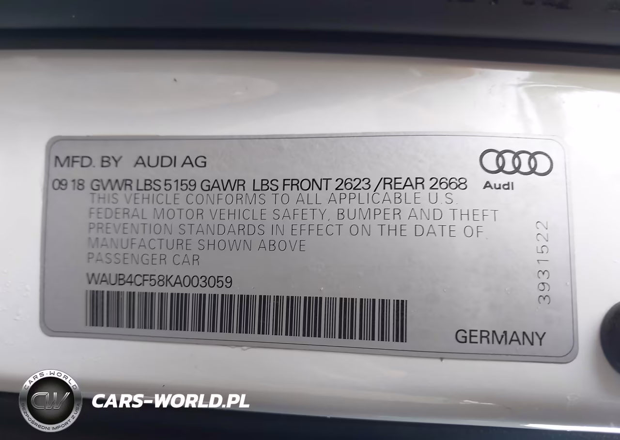 2019 Audi S5 3.0T Premium VIN:WAUB4CF58KA003059 - 9