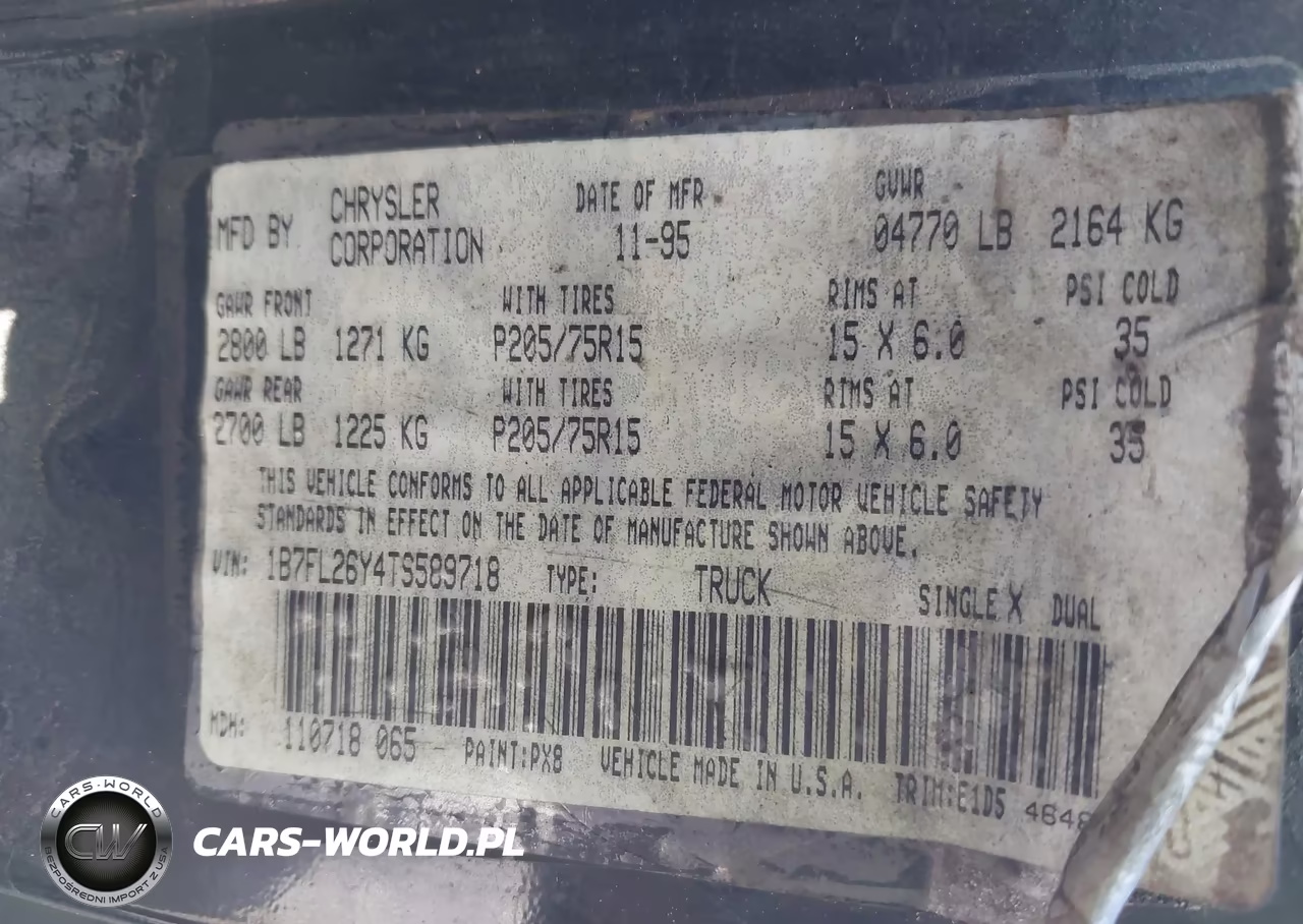 1996 Dodge Dakota VIN:1B7FL26Y4TS589718 - 9