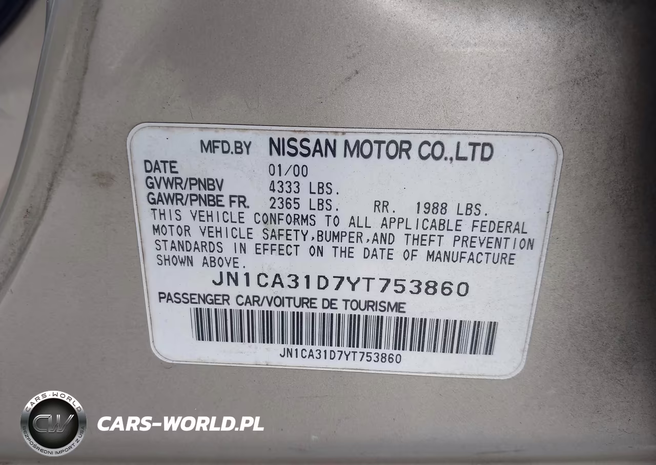 2000 Nissan Maxima Gle-Gxe-Se VIN:JN1CA31D7YT753860 - 9