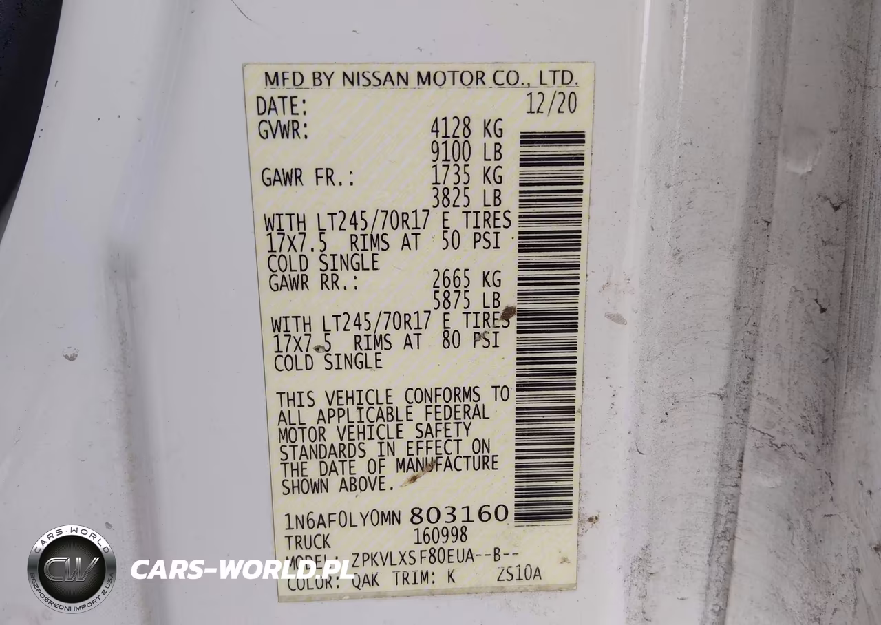 2021 Nissan Nv Cargo Nv2500 Hd Sv High Roof V8 VIN:1N6AF0LY0MN803160 - 9