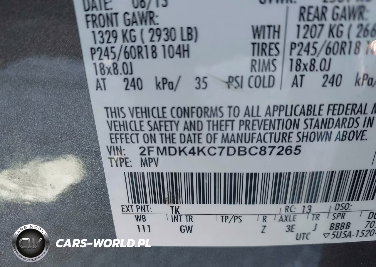 2013 Ford Edge Limited VIN:2FMDK4KC7DBC87265 - 9