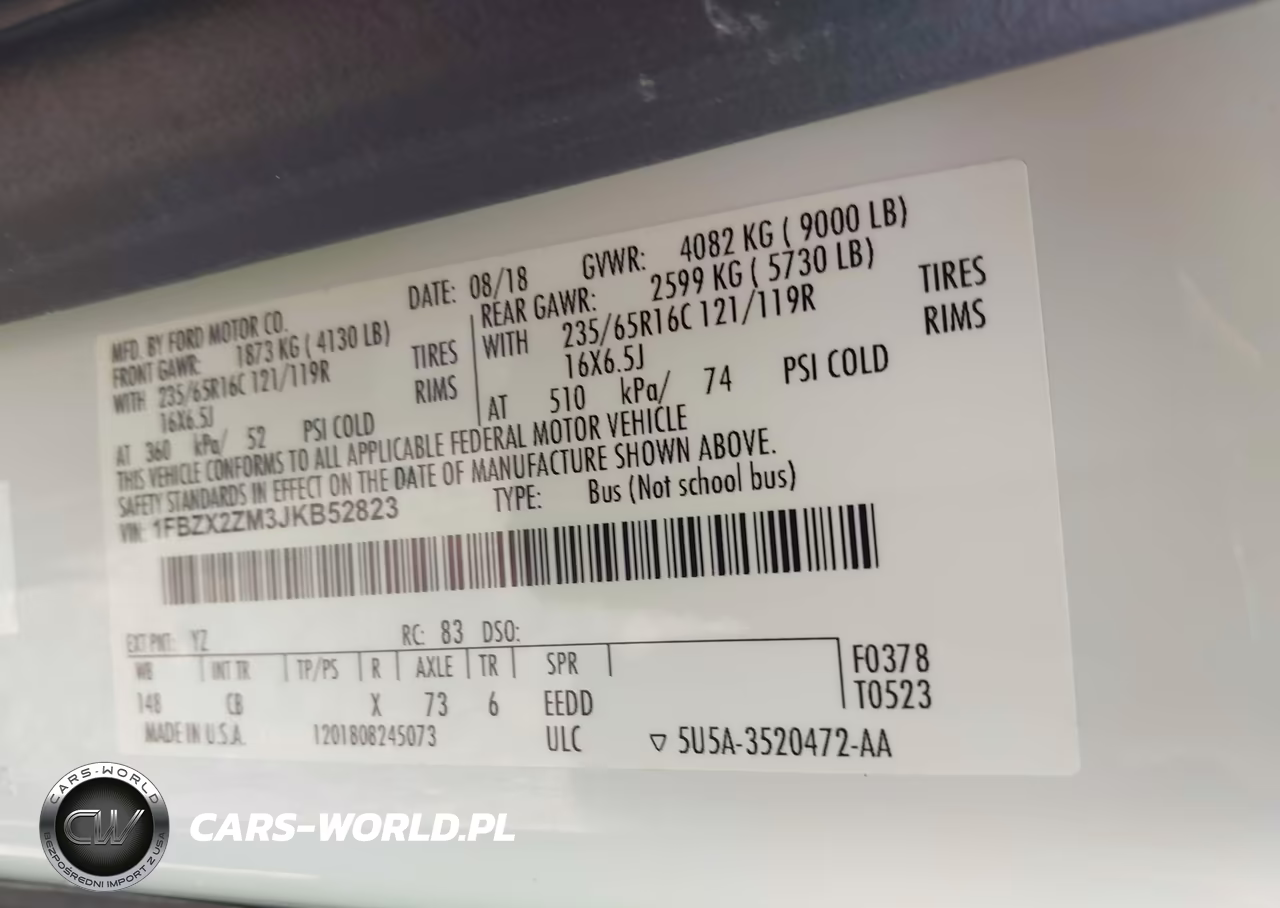 2018 Ford Transit-350 Xl VIN:1FBZX2ZM3JKB52823 - 9